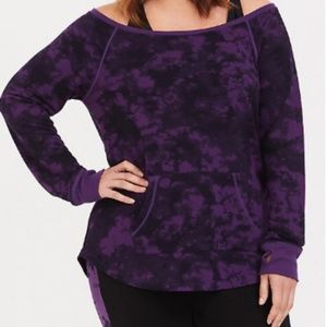 TORRID - PURPLE TIE-DYE OFF SHOULDER ACTIVE - SZ 1
